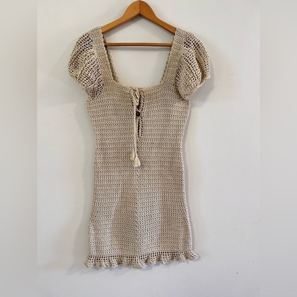 MAIYO CROCHET HAND MADE Open knit mini Dress ONE SIZE - Picture 2 of 6
